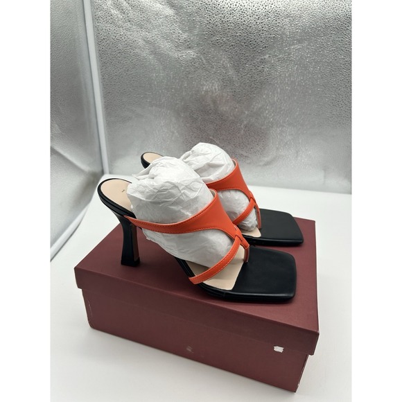 New Torgeis Aconite Faux Leather High Heel Thong Sandals Black Size EU 38.5 US 8 - Picture 2 of 8